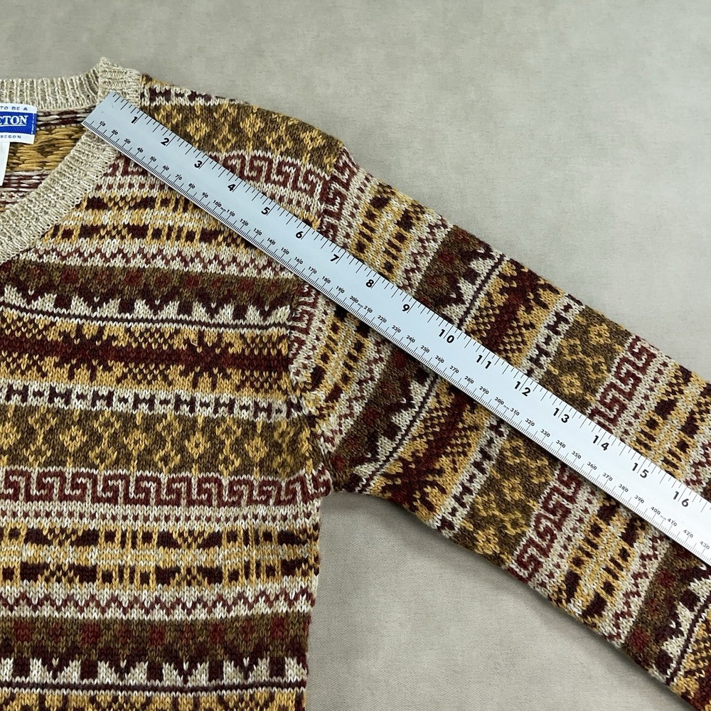 Vintage Pendleton Fair Isle Sweater Women's Small V-Neck Brown Wool Acrylic 90s - Picture 8 of 10